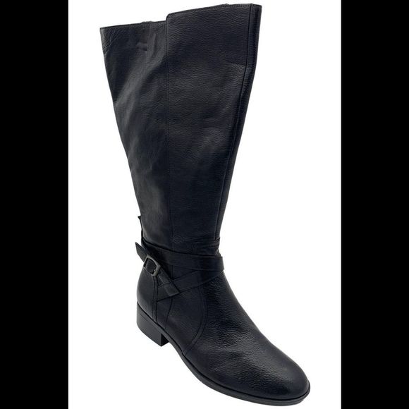 Naturalizer Women's Extra Wide Rena 2 Riding Boots Leather Black - Extra Wide - Picture 1 of 2